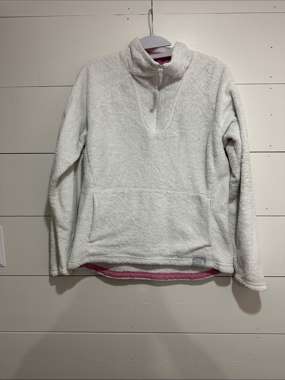 The North Face Women's White w/Punk Accents Plush Quarter-Zip Fleece Size Medium